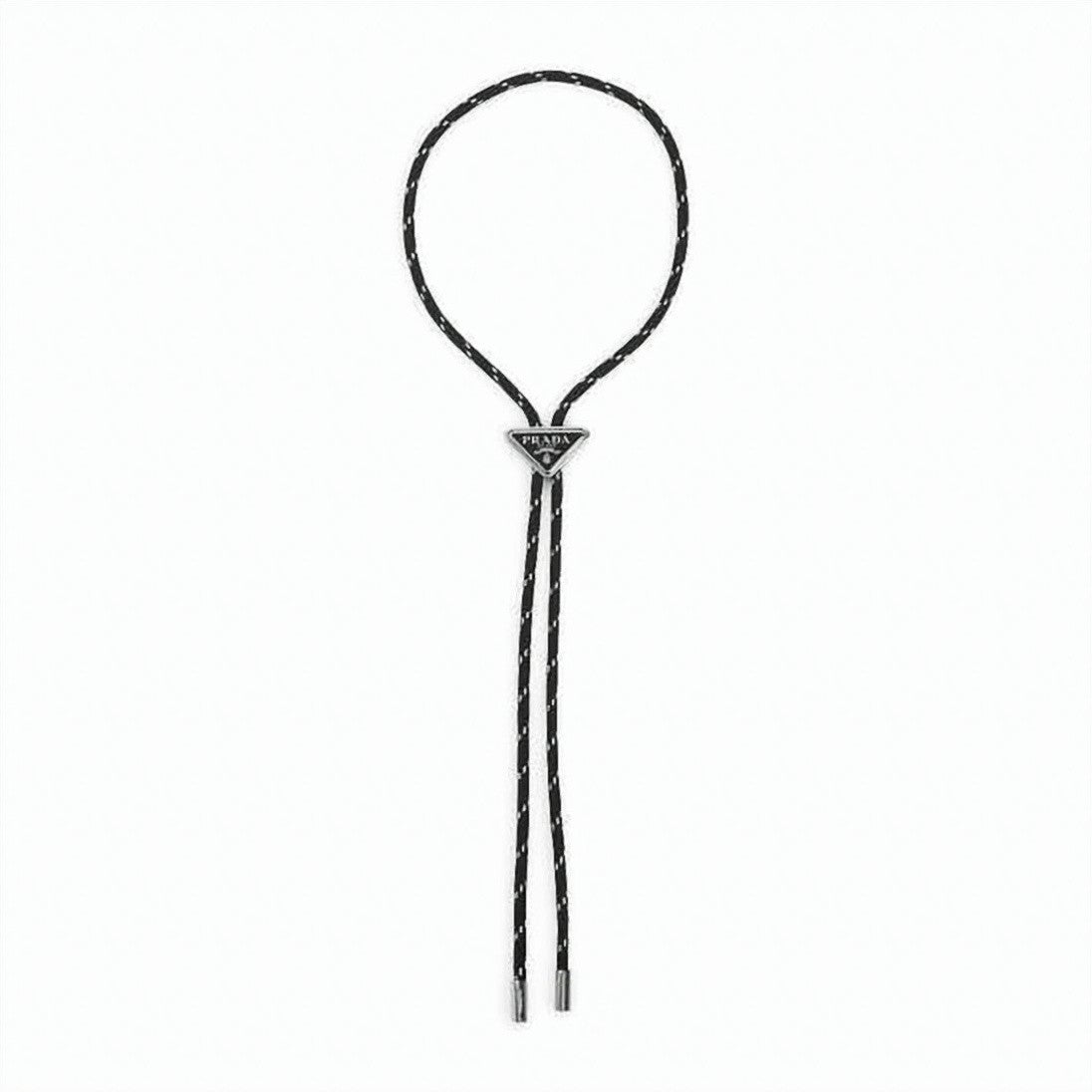 Prada Triangular Pendant Necklace With Black Cord