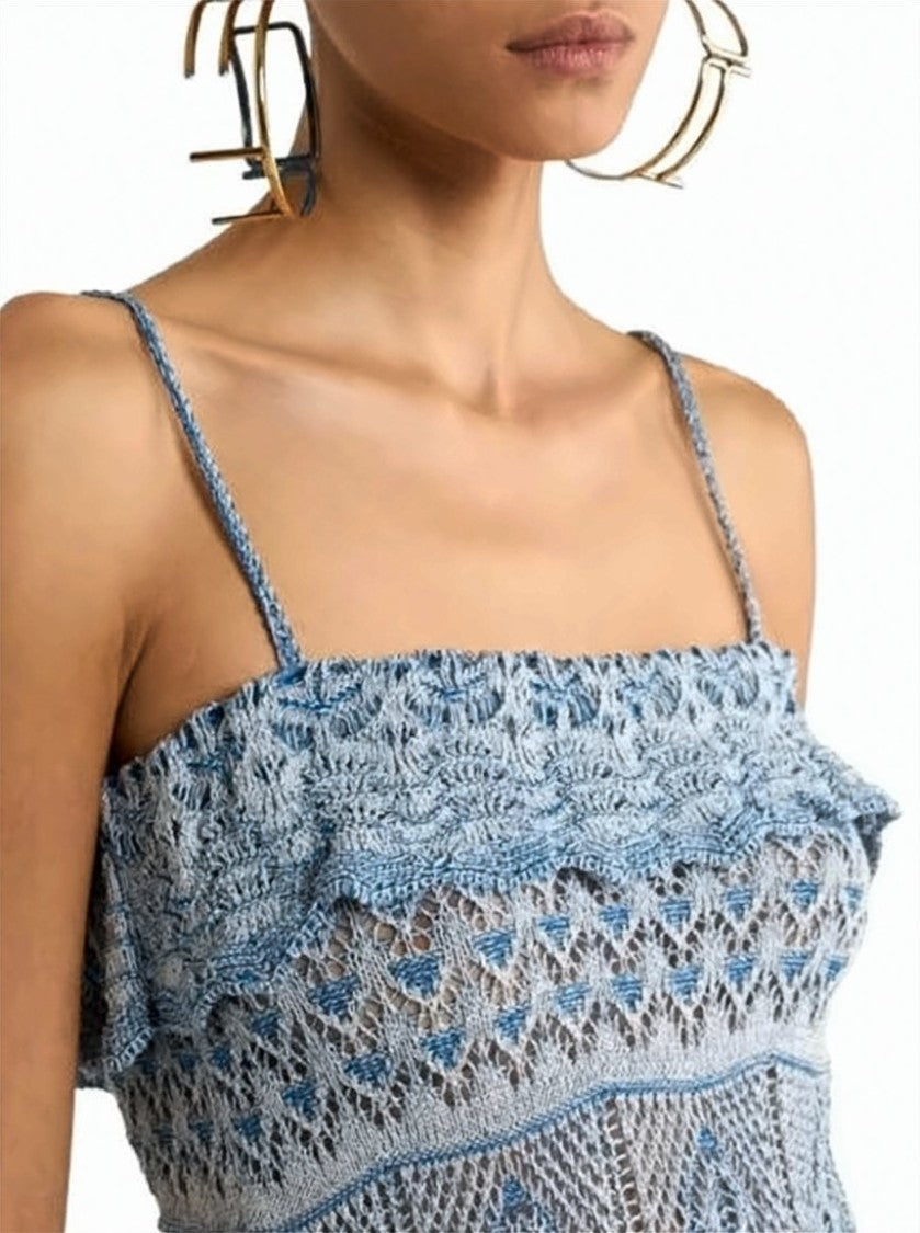 Etro Light Blue Crochet Top