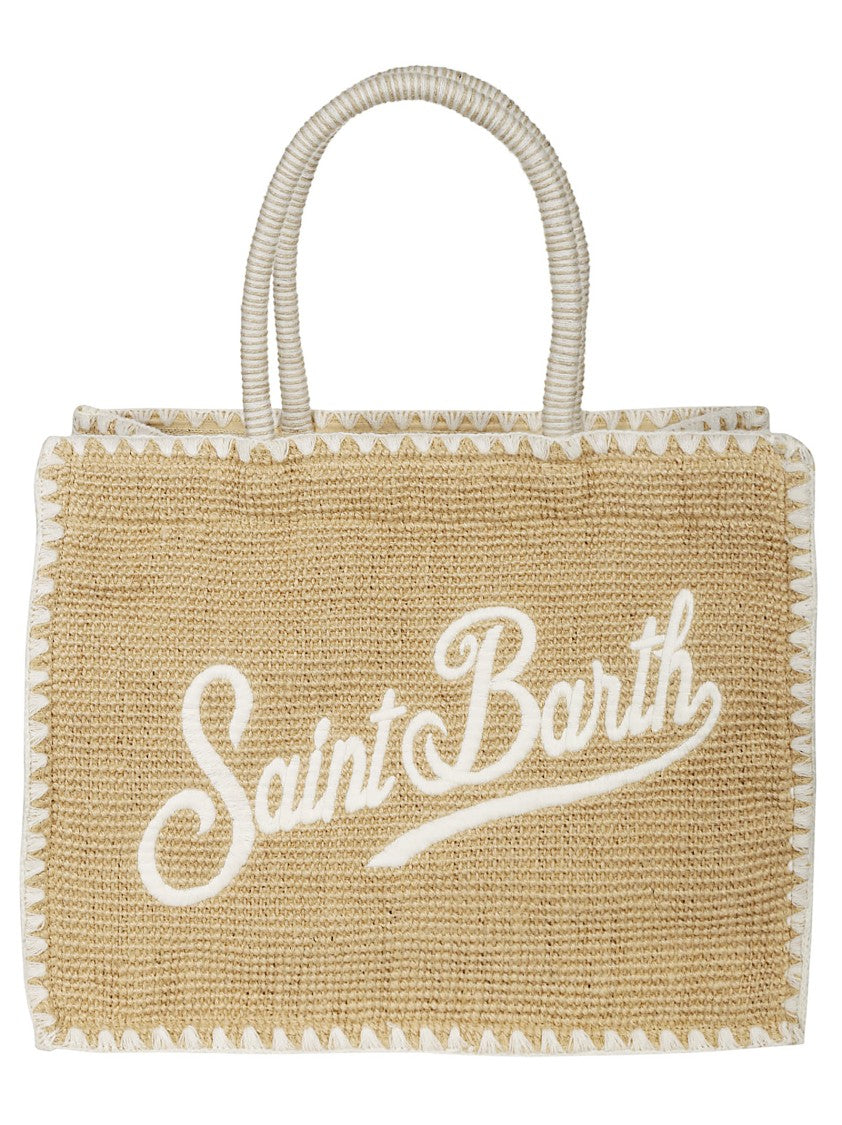 Mc2 Saint Barth Rectangular Jute Bag With Embroidered Detailing