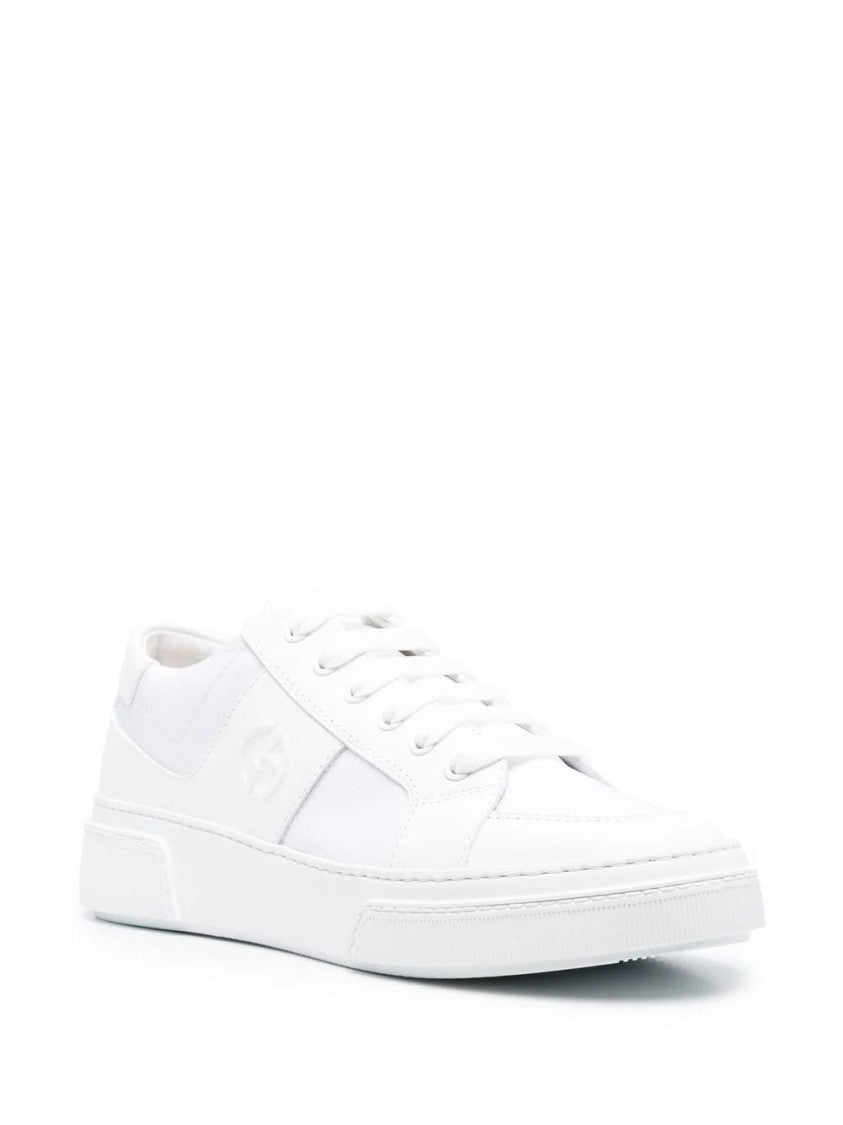 Giorgio Armani Closed White Trainers With Design