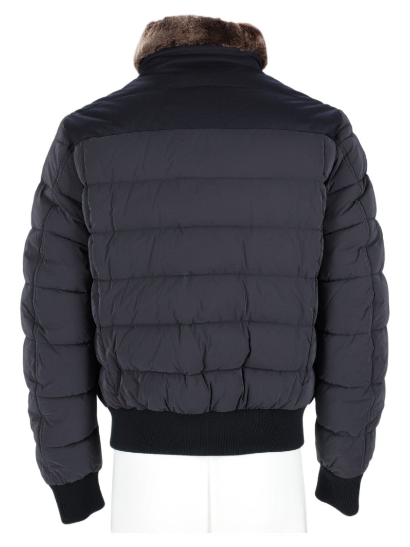 Moorer Padded Quilted Jacket With Fur-Lined Collar And Flap Pockets