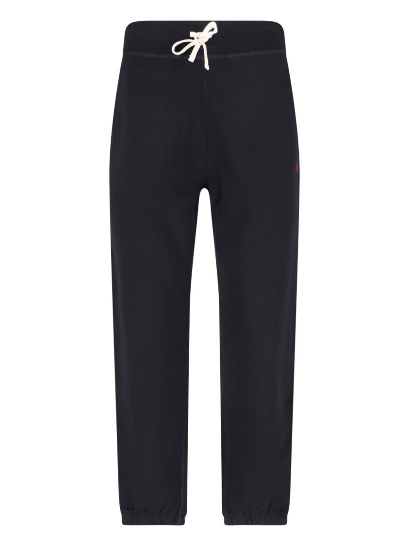 Polo Ralph Lauren Black Sweatpants With Iconic Red Embroidered Logo