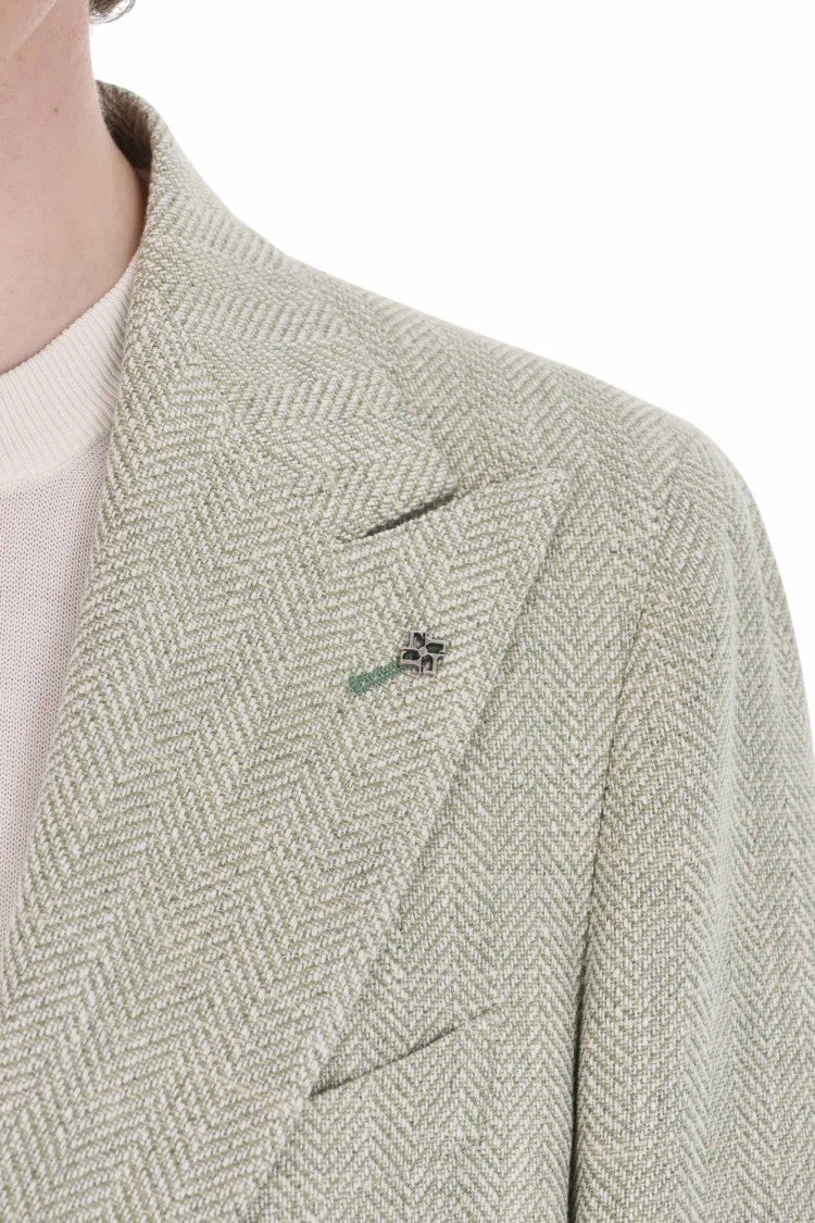 Tagliatore Pino Lerario Herringbone Wool-Linen Blazer