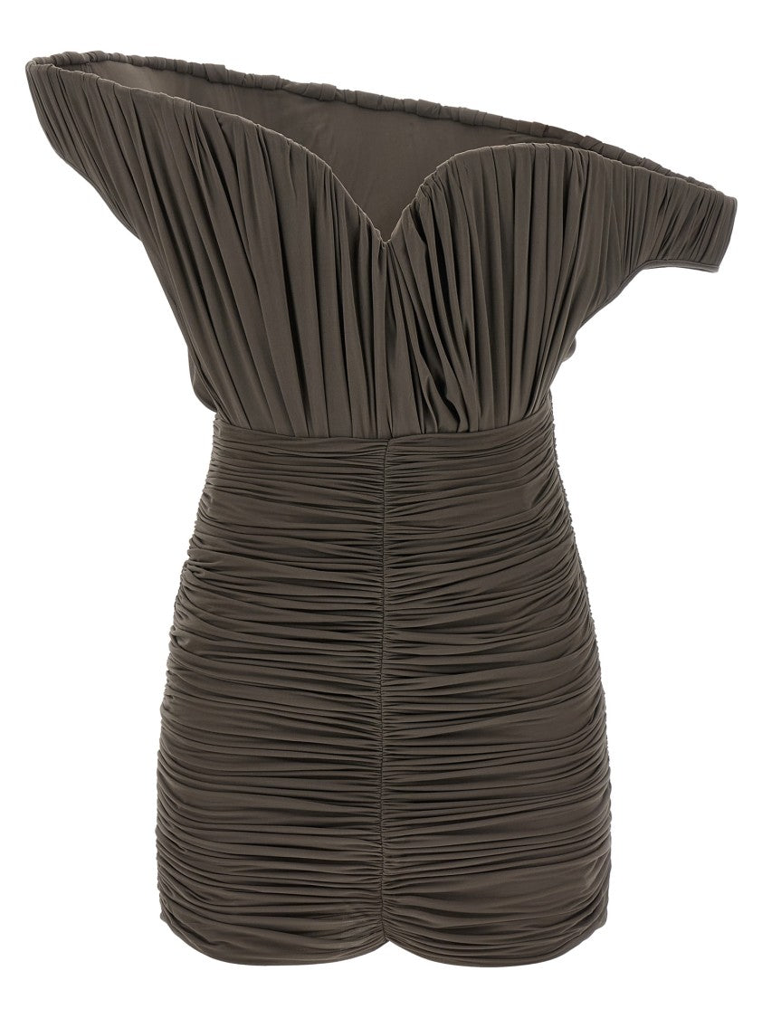 Magda Butrym Sculptural One-Shoulder Mini Dress With Rose Petal Detail
