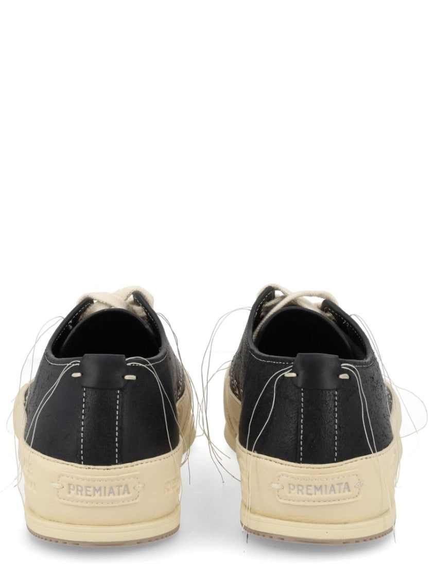 Premiata Vincent Black Calfskin Low Sneakers