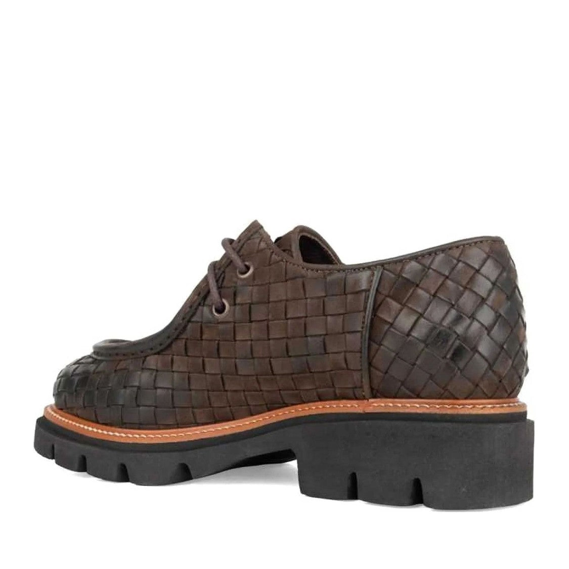 Sergio Moretti Brown Woven Leather Lug Sole Loafers