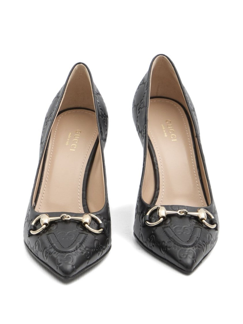 Gucci Pointed-Toe Pumps With Embossed Leather