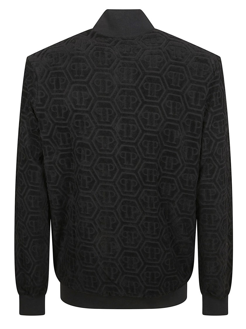 Philipp Plein Monogram Jacquard Fleece Jacket With Logoed Patch