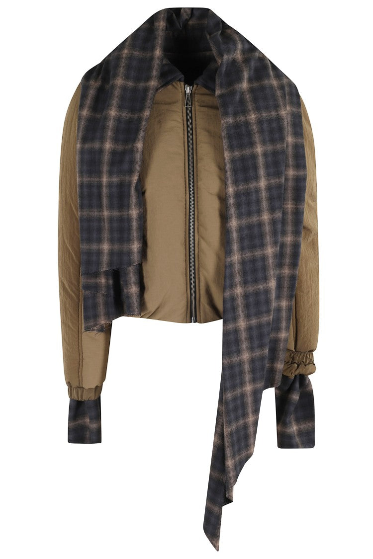 Marbell Cropped Check Pattern Jacket
