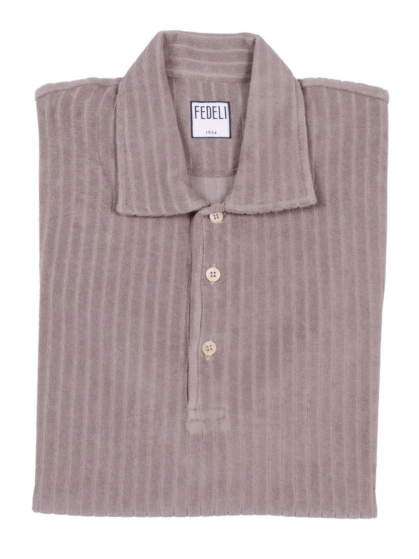 Fedeli Ribbed Texture Knitted Polo Shirt