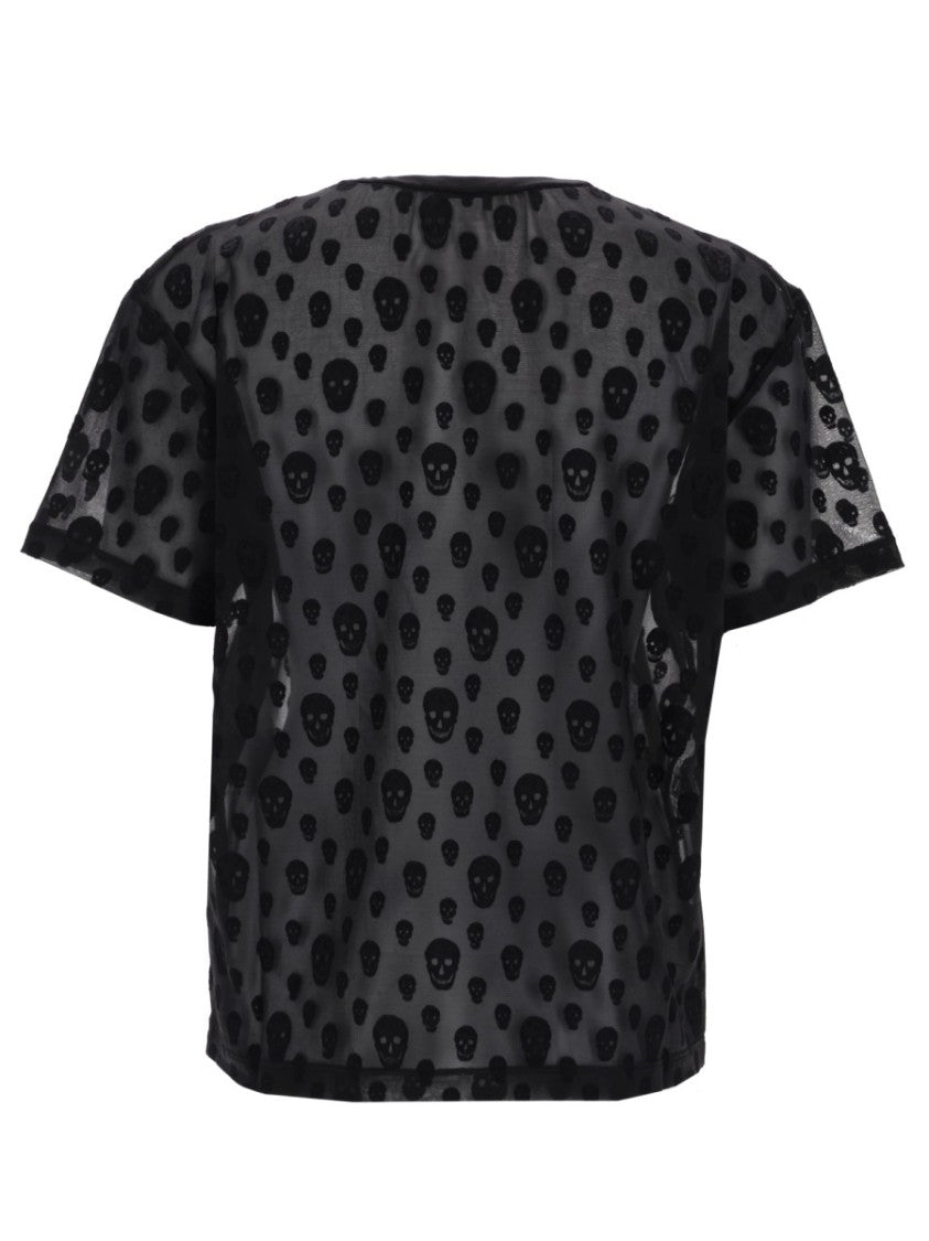 Alexander Mcqueen Sheer Skull Motif Pattern Polyamide T-Shirt
