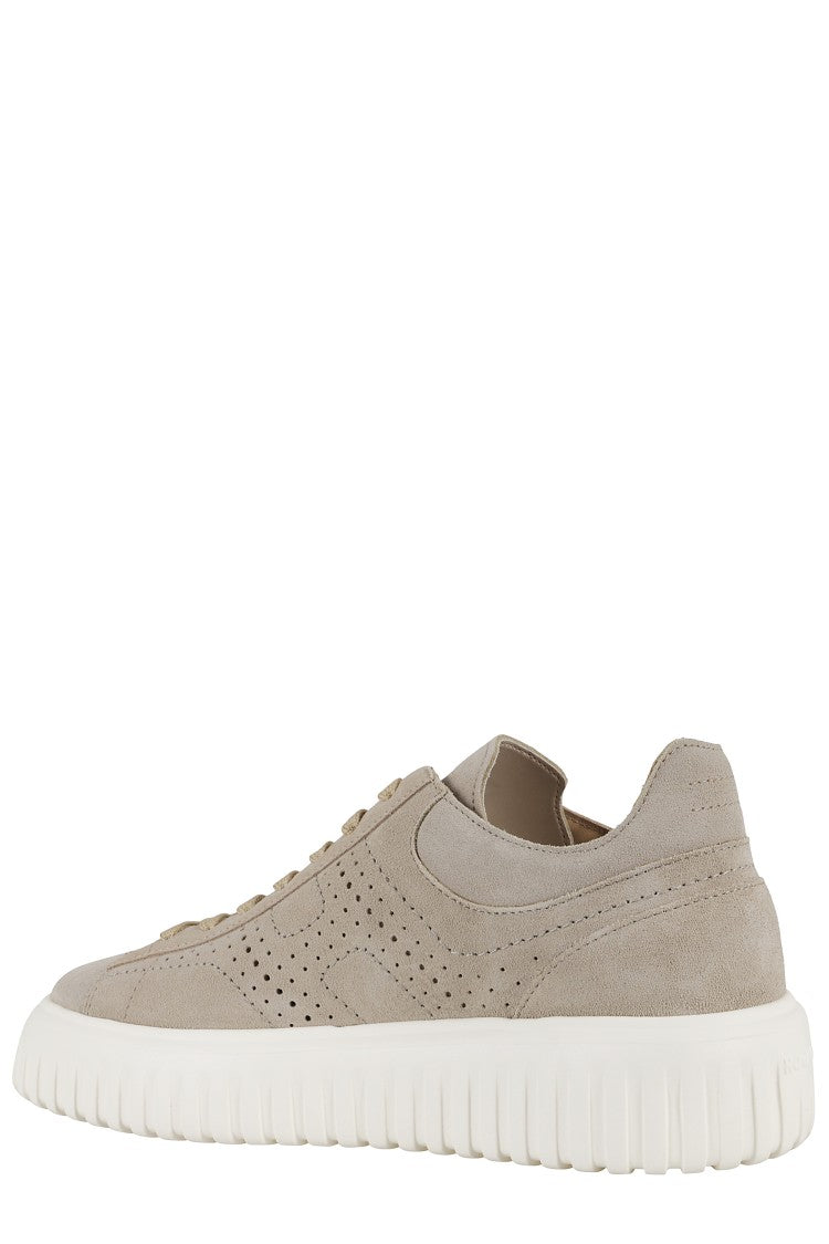 Hogan Brown H Perforated Laced Sneakers