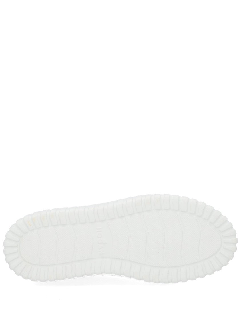 Hogan H-Stripes White Leather Metallic Sneakers