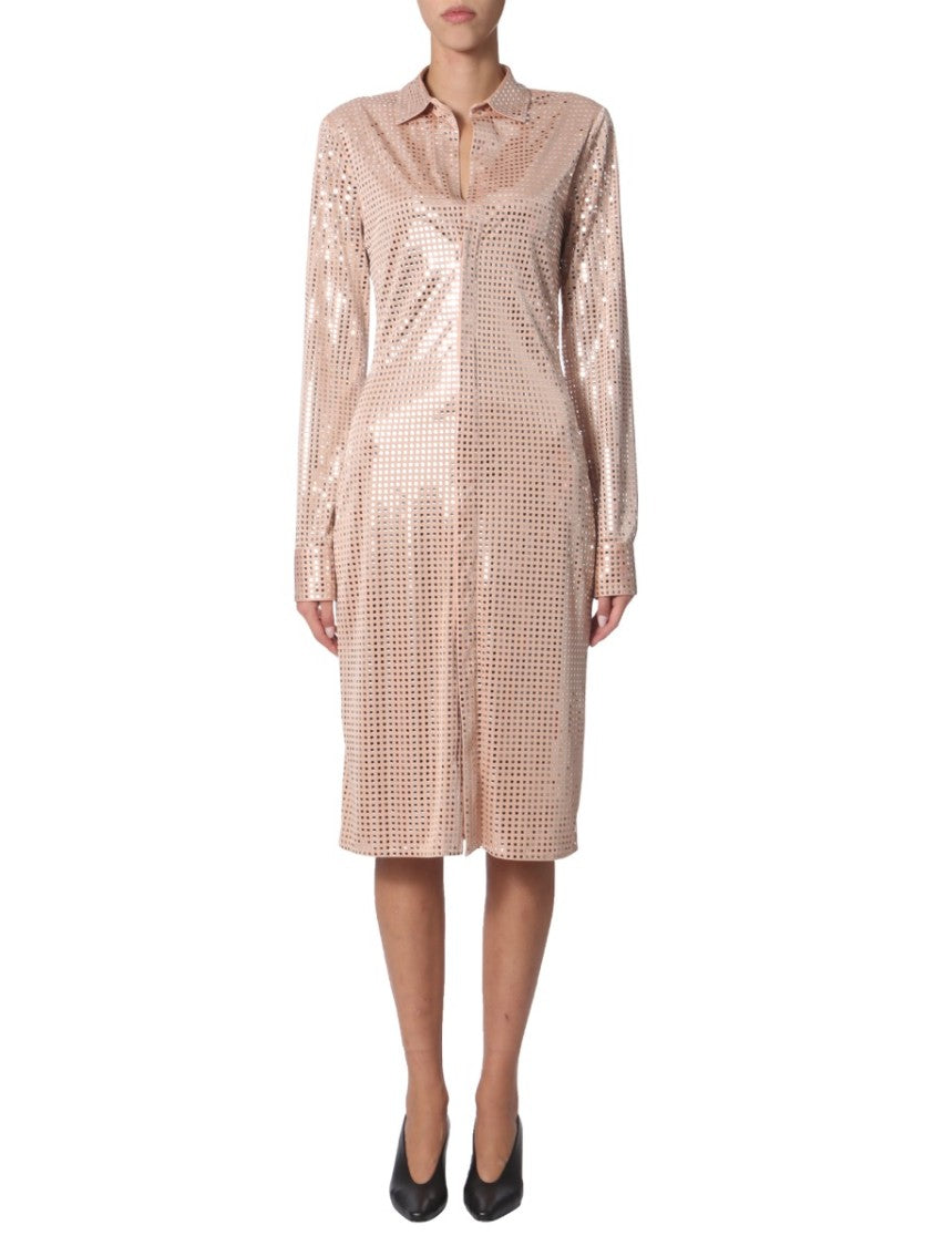 Bottega Veneta Front Button Closure Shirt Dress With Classic Collar