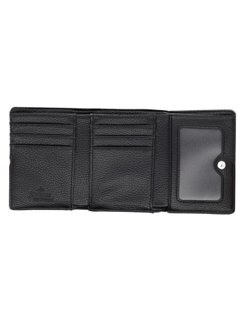 Vivienne Westwood Textured Compact Wallet With Fold-Over Design And Metallic Emblem