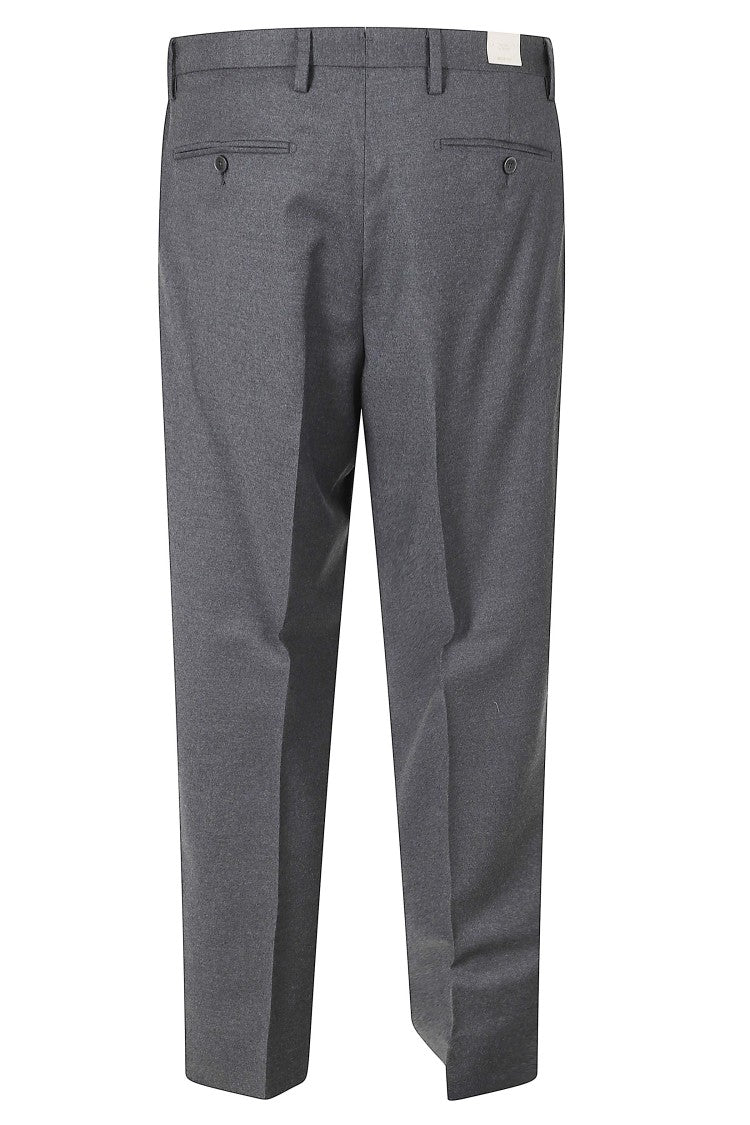 Briglia Steel Gray Portobello Tailored Reverse Darts Flannel Wool Pants