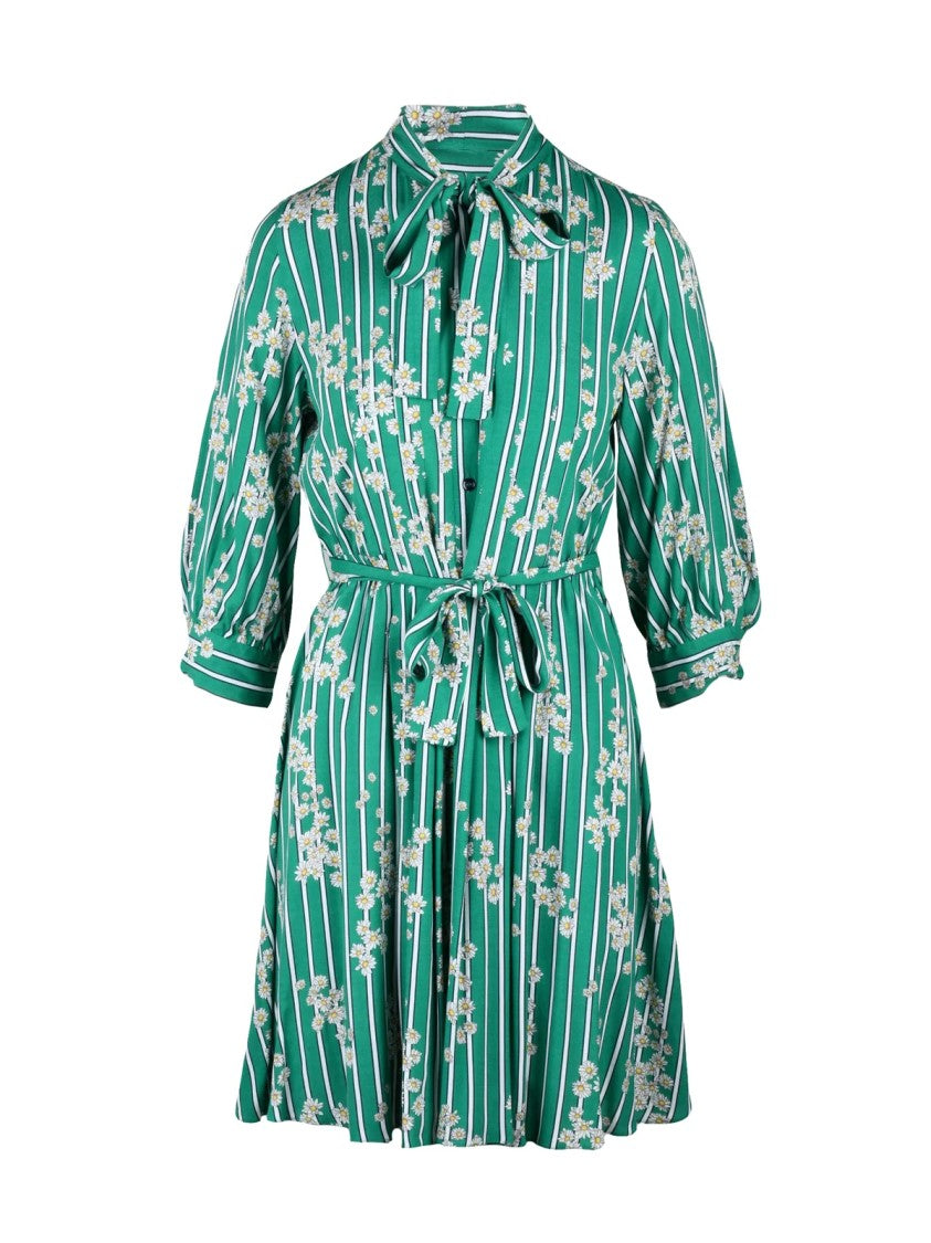 I Blues Green Floral Print Viscose Dress