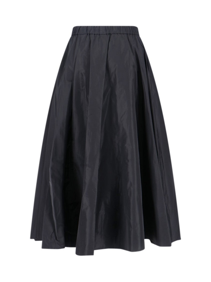 Aspesi Black Elastic Waistband Midi Skirt