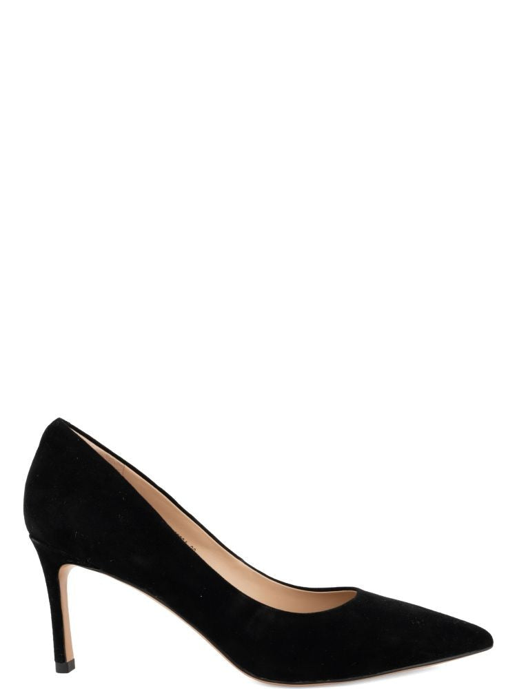 Linda Baumann Black Pointed-Toe Suede Stiletto Pumps