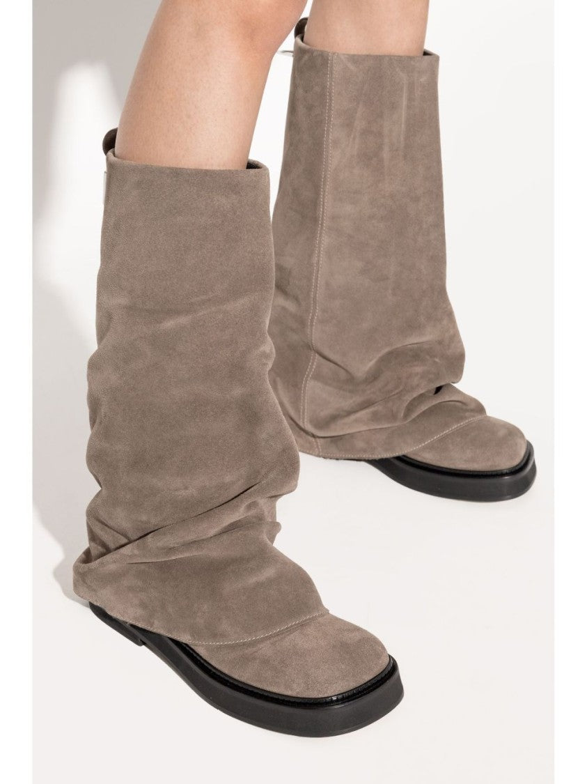 The Attico Soft Suede Slouchy Combat Boots