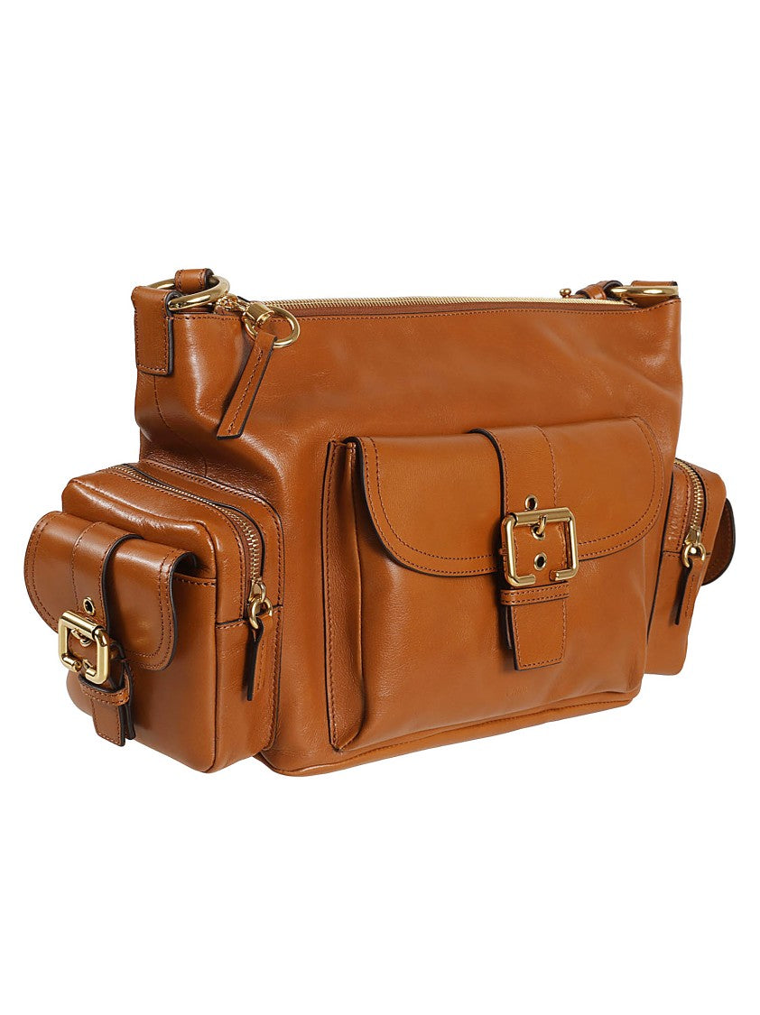 Chloé Structured Brown Leather Bag With Buckle Closure