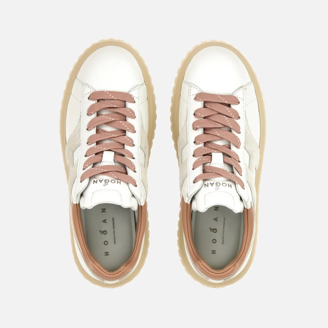 Hogan White Sneakers With Rose Gold Accents