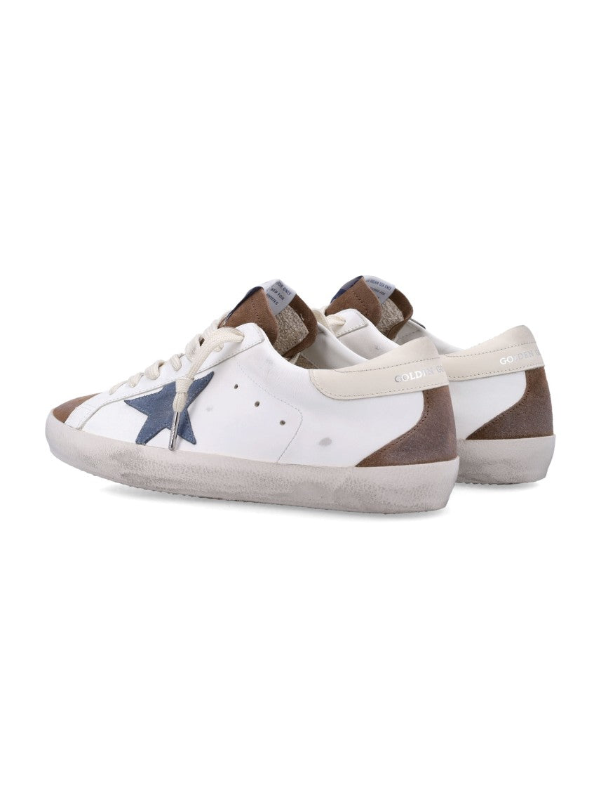 Golden Goose Distressed White Leather Sneakers With Suede Accents
