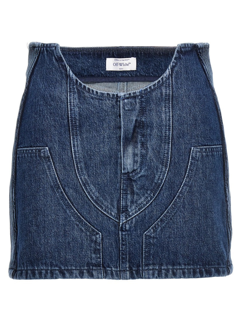 Off-White Low-Waist Denim Miniskirt With 3D Detailing