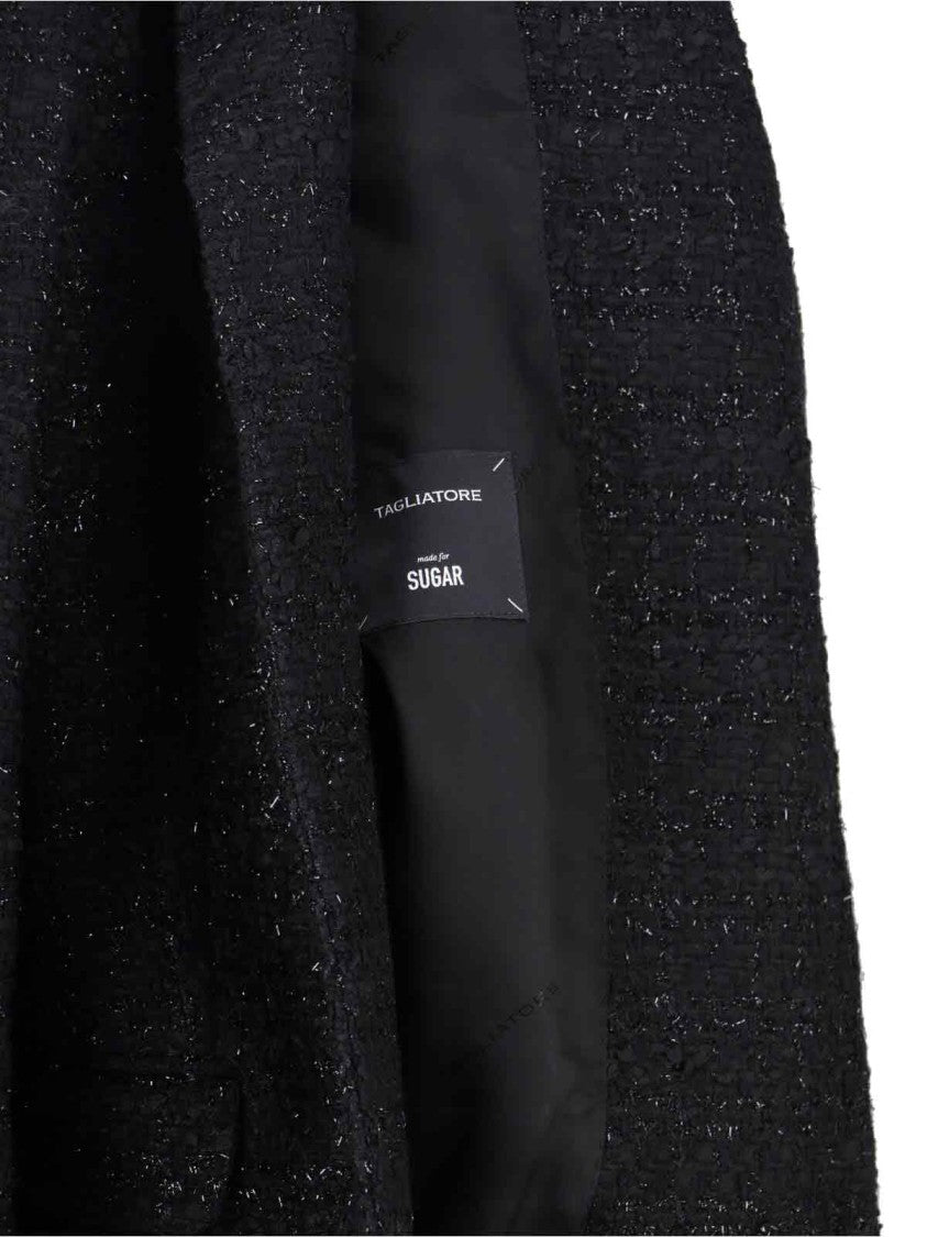 Tagliatore Tailored Black Jacket With Notched Lapel And Textured Fabric