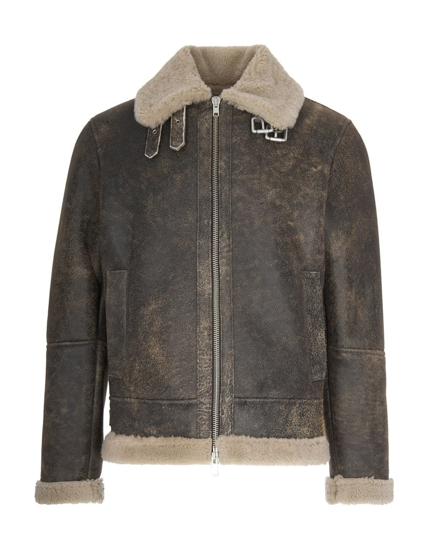 D-Four Giubbino Shearling In Suede Sand