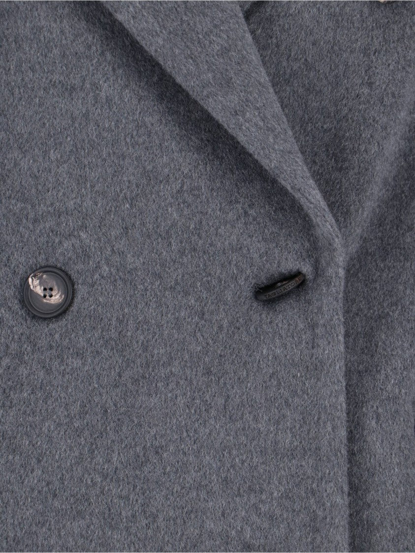 Tagliatore Grey Jole Double-Breasted Belted Cashmere Coat