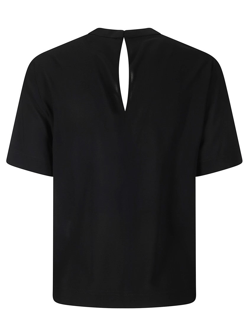 Alberto Biani Black High-Collar Stretch Viscose Short Shirt