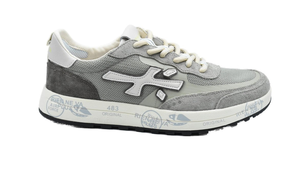 Premiata Low-Profile Grey Sneakers With Textured Detailing