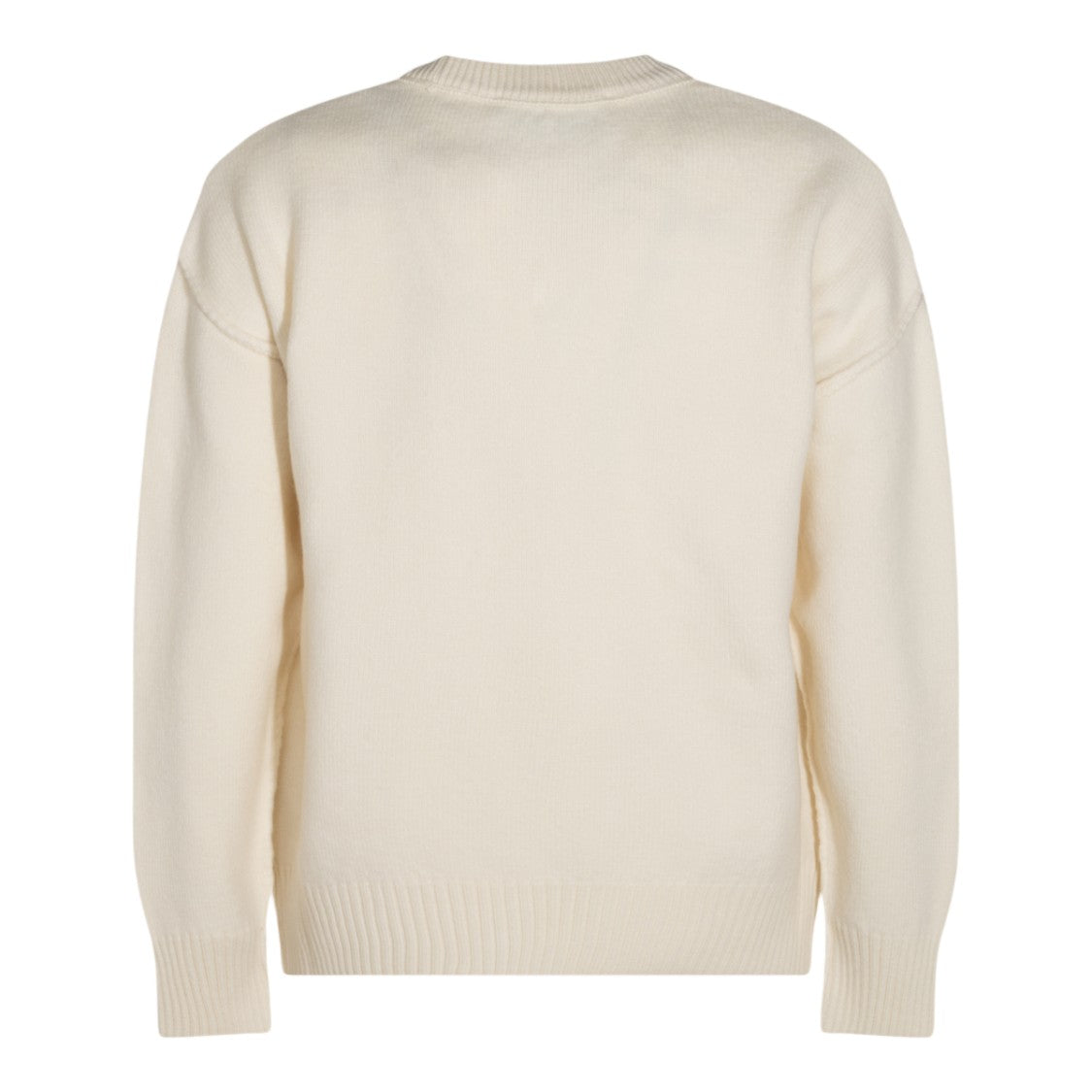 Ami Paris Off-White Knit Sweater With Heart Emblem
