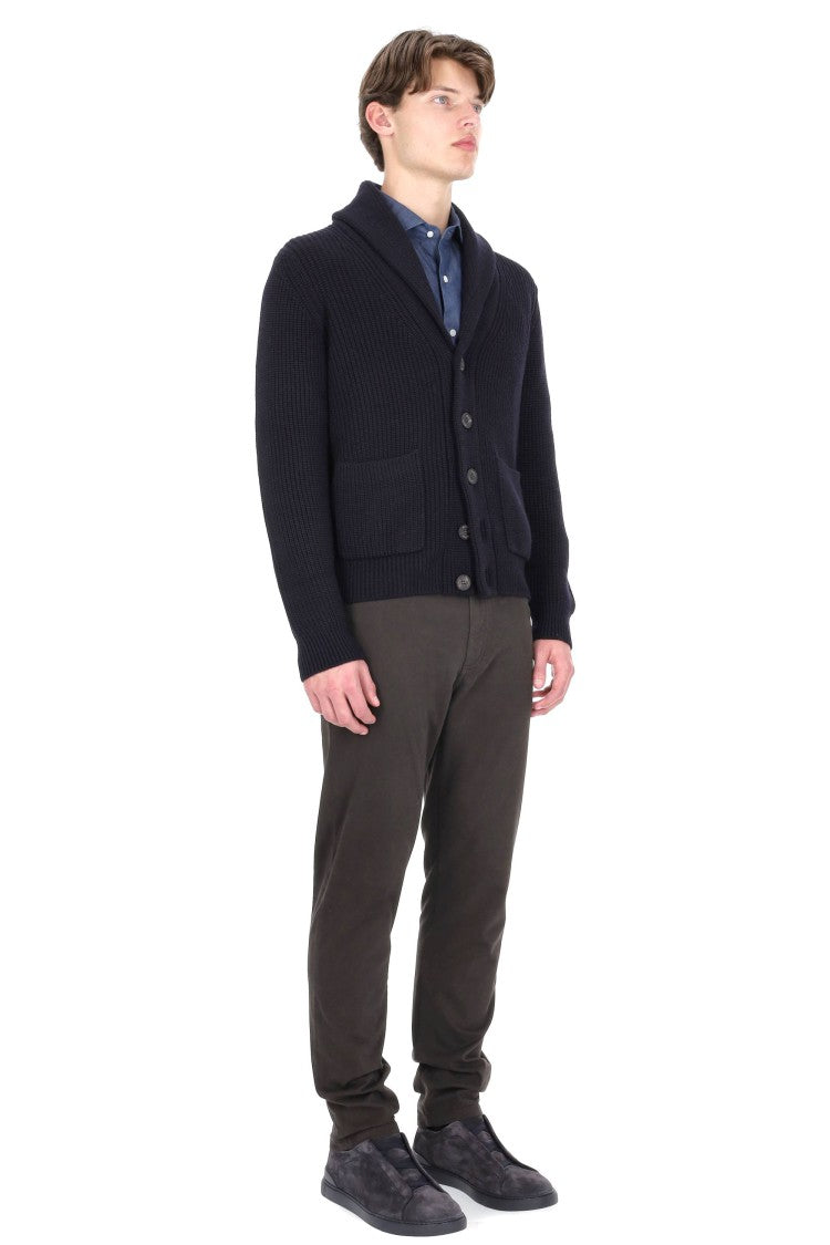 Drumohr Merino Wool Shawl-Collar Cardigan