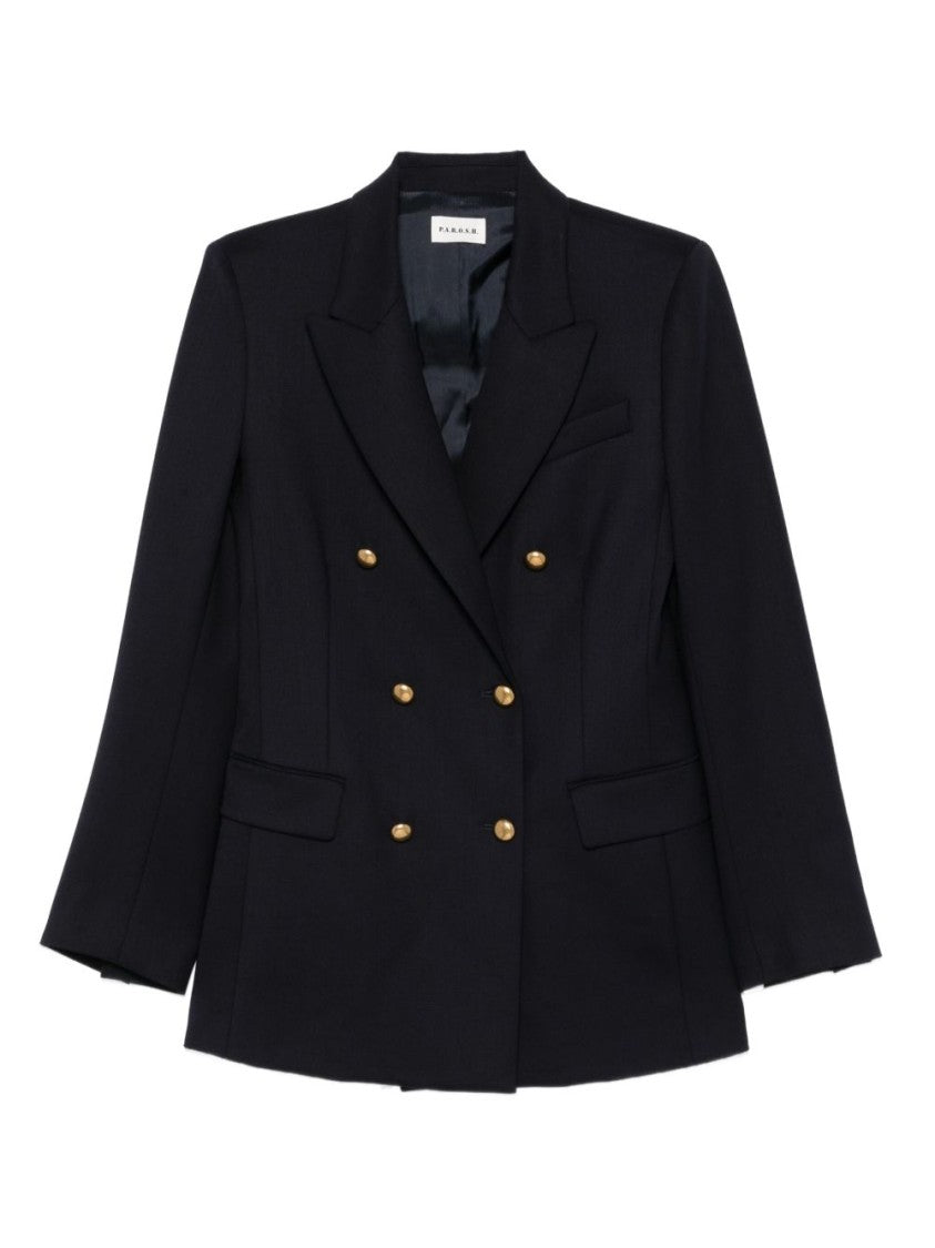 Parosh Double-Breasted Blazer With Gold Buttons