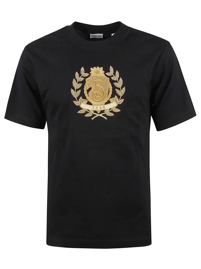 Burberry Black T-Shirt With Gold Emblem