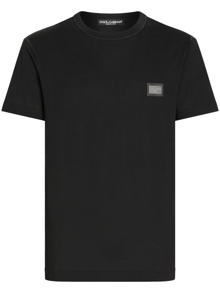 Dolce & Gabbana Minimalist Short-Sleeve T-Shirt With Patch Detail