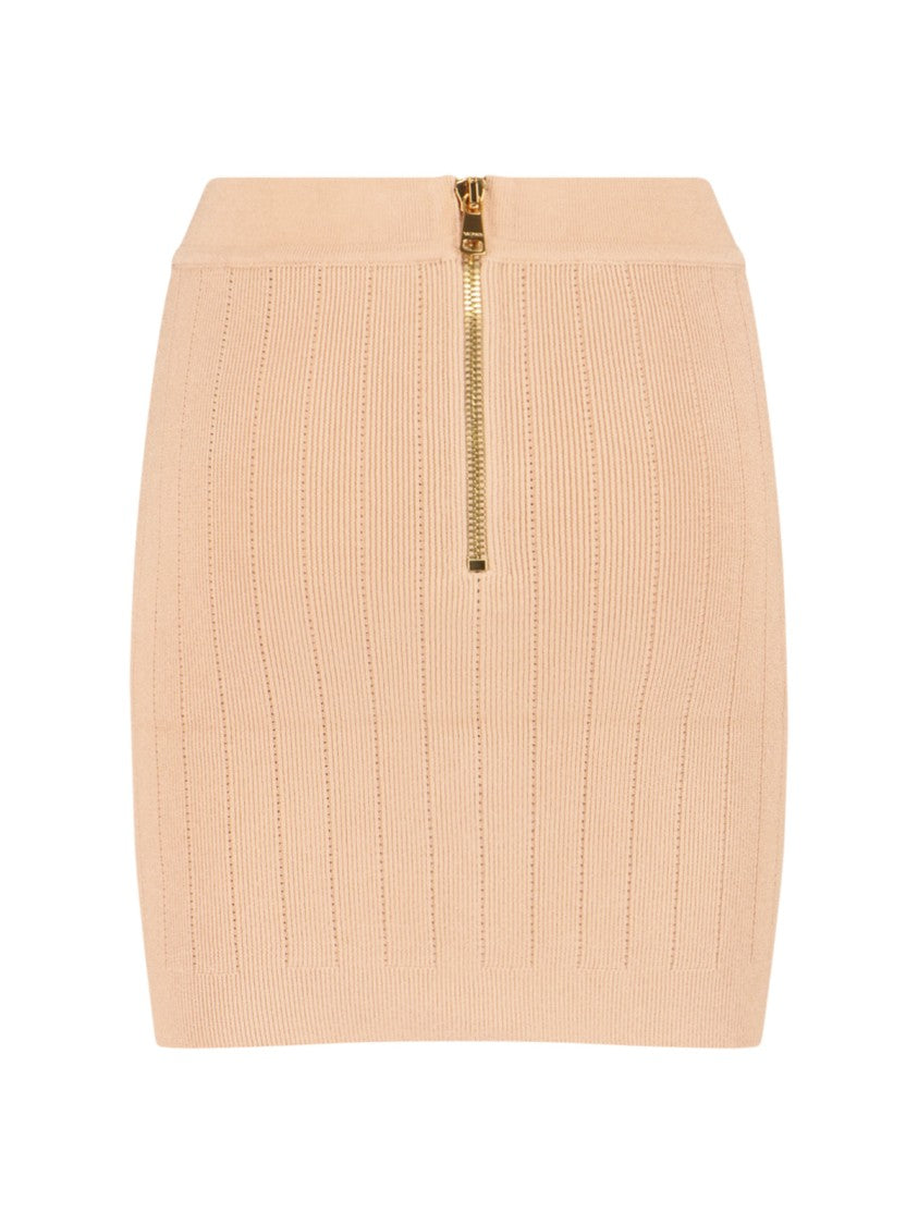 Balmain Knitted Mini Skirt Pink