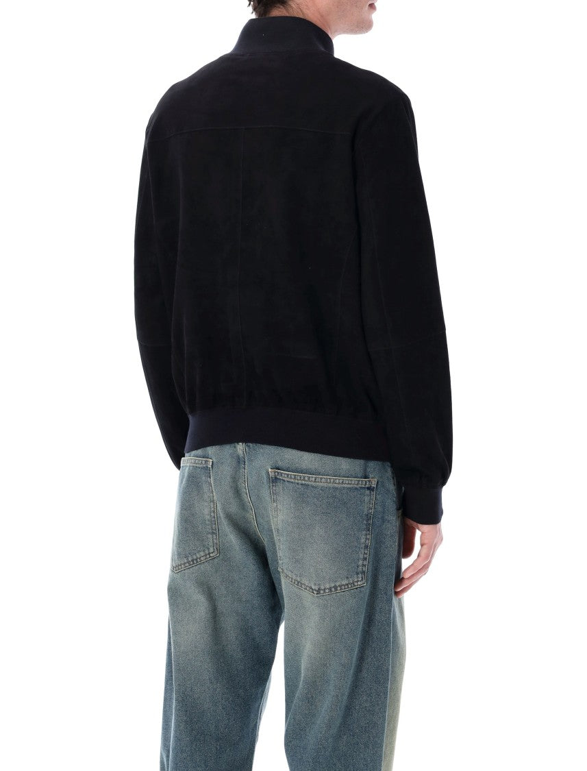 Sword Suede High Collar Button Biker Jacket