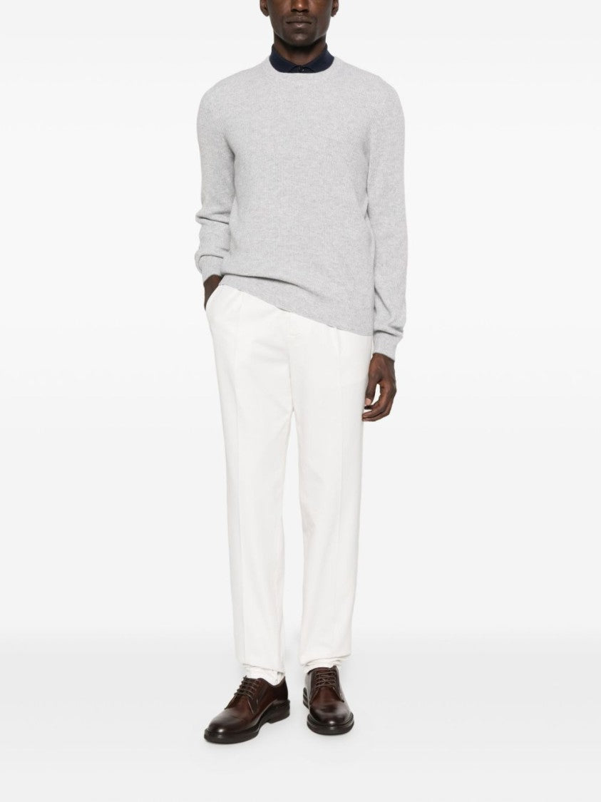 Brunello Cucinelli Tailored White Trousers With Classic Waistband