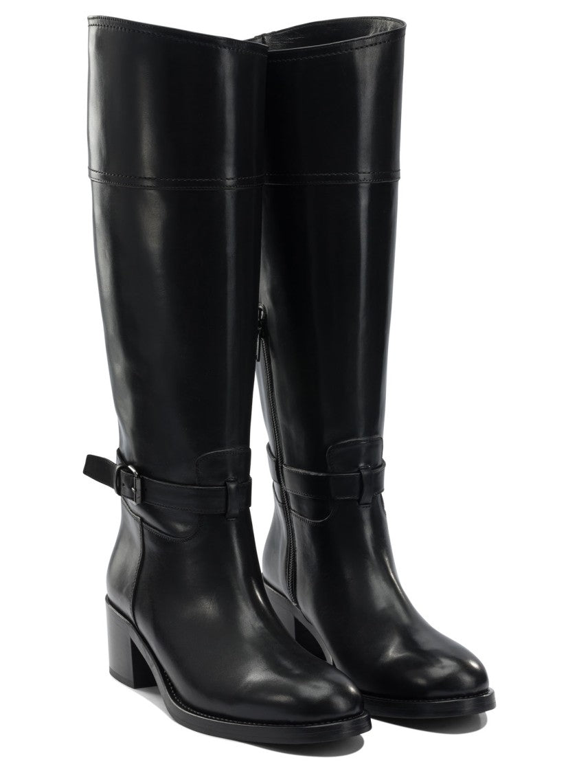 Maretto Polished Black Leather Ankle Boots
