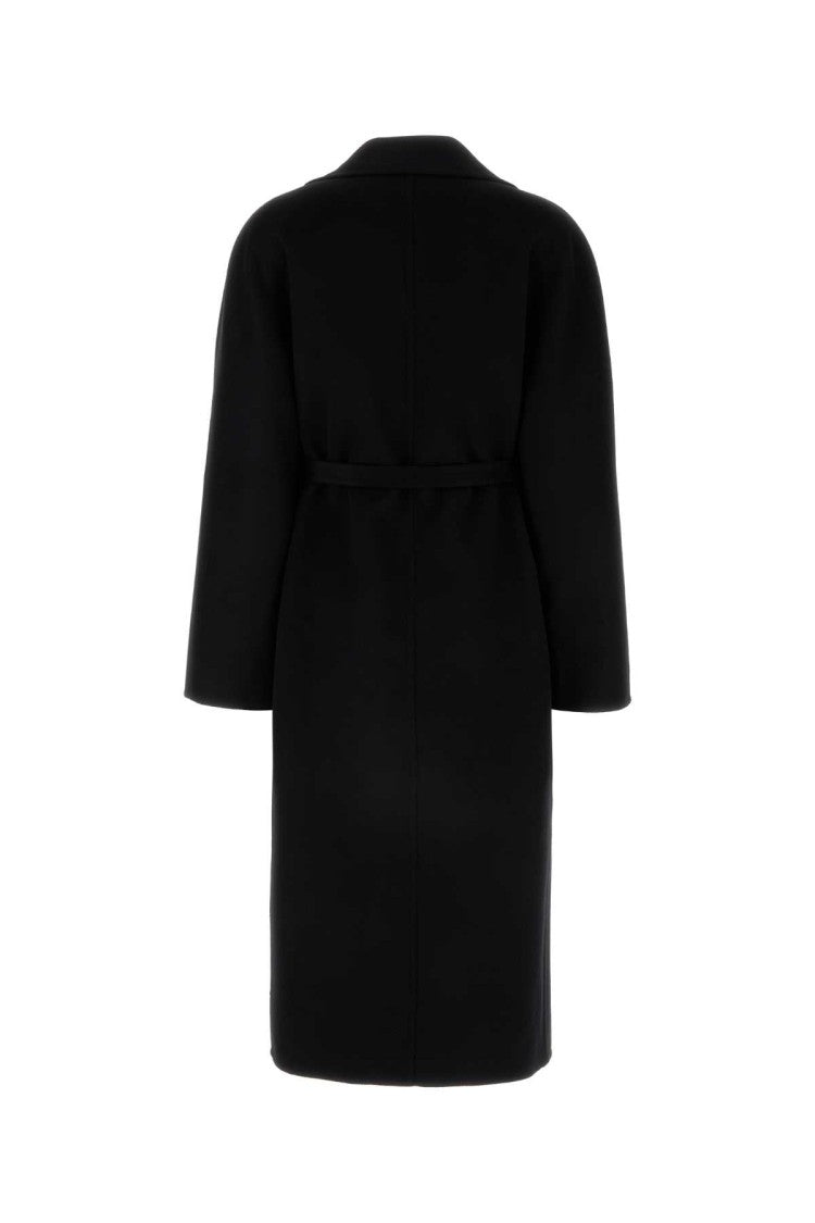 Salvatore Ferragamo Black Wool Blend Coat