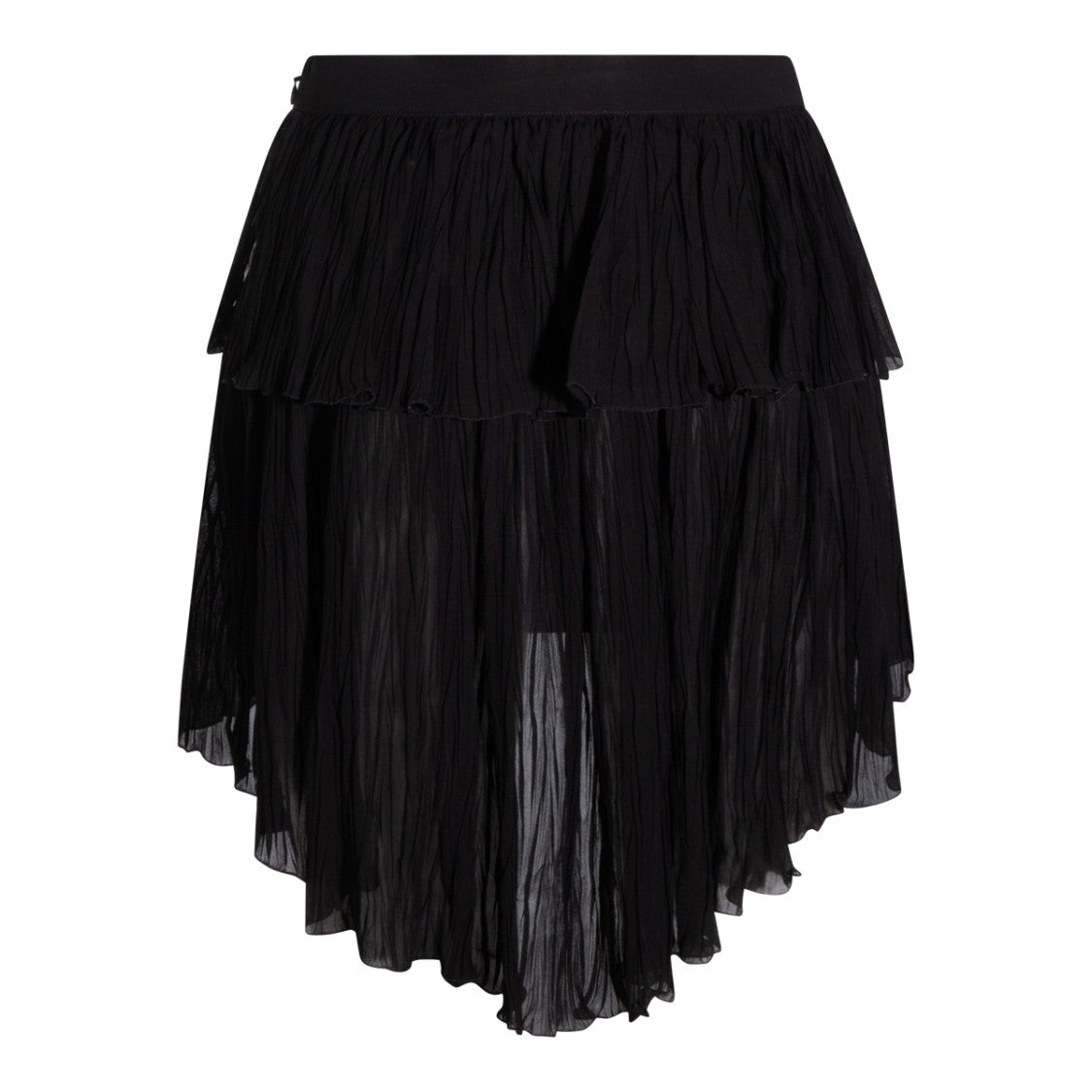 Blumarine Layered Black Viscose Mini Skirt With Textured Finish