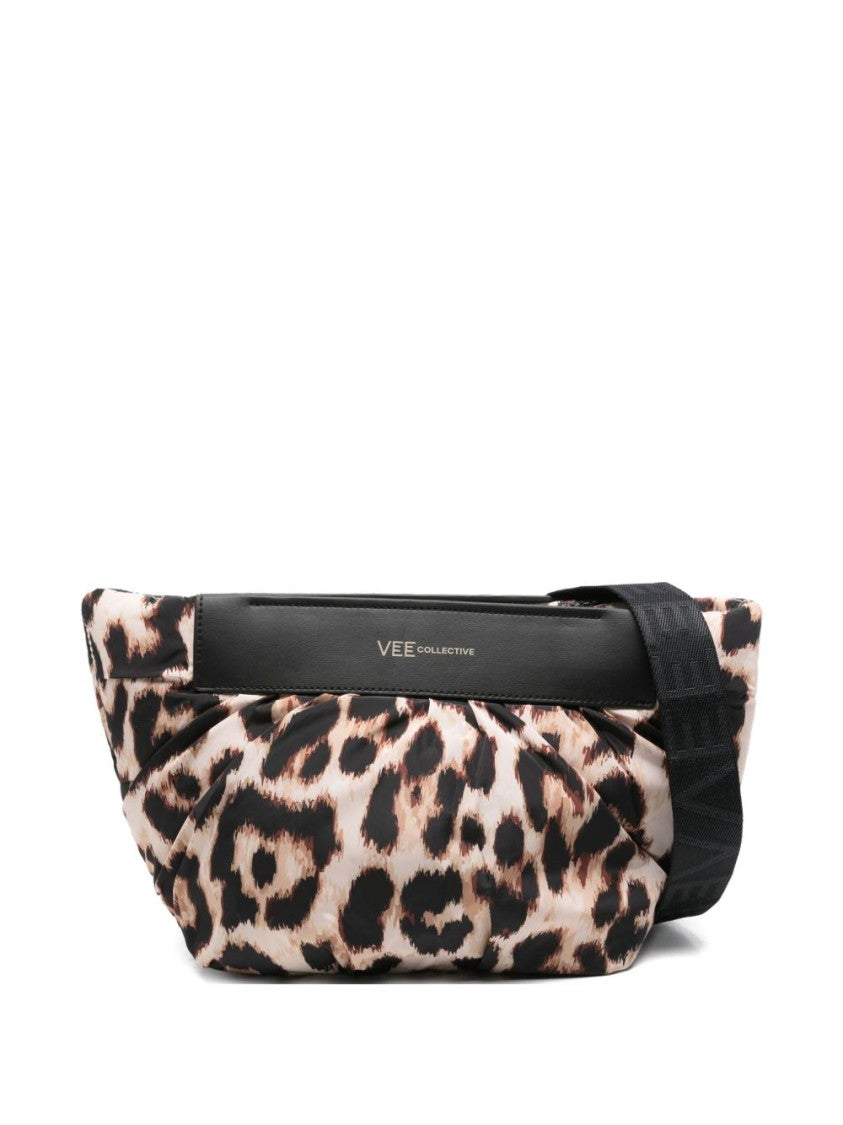 Veecollective Leopard Print Nylon Clutch With Padded Finish