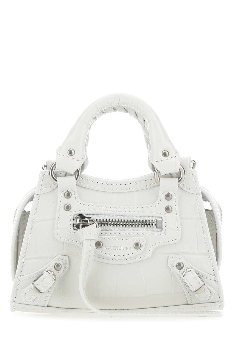 Balenciaga White Leather Super Nano Neo Classic Handbag