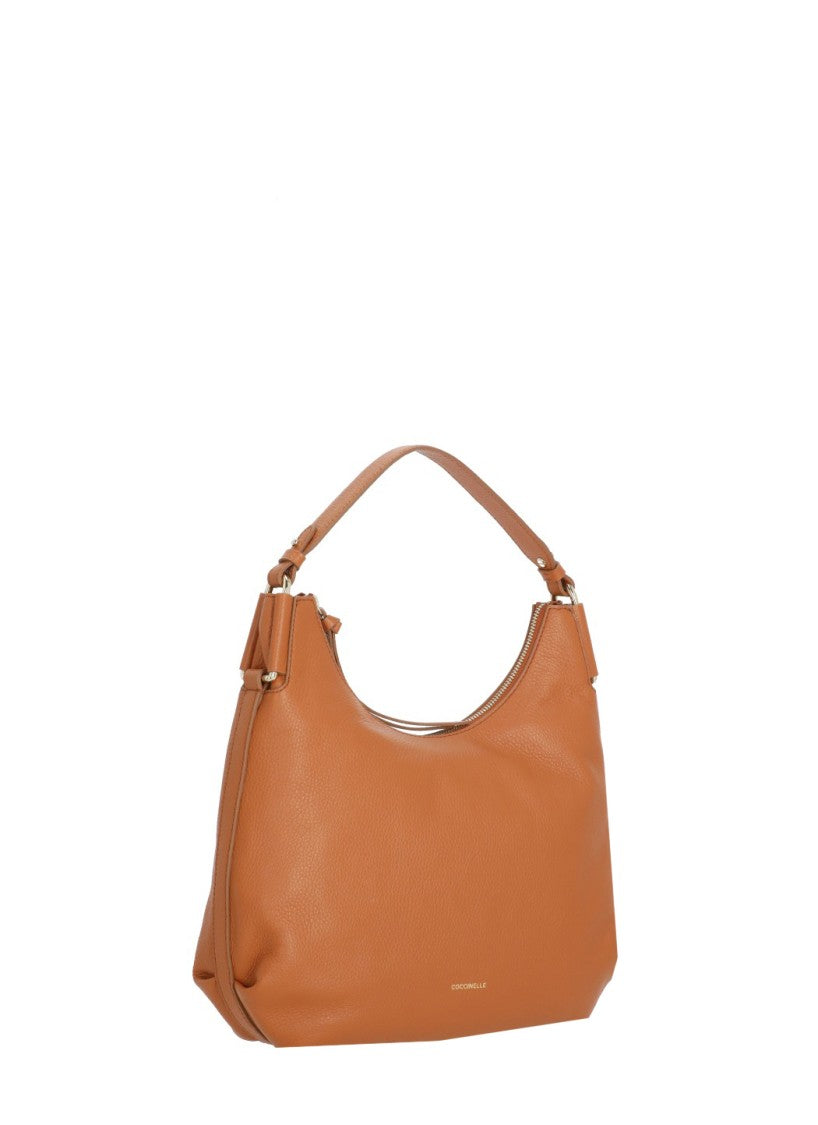 Coccinelle Medium-Sized Pebbled Leather Shoulder Bag With Removable Strap