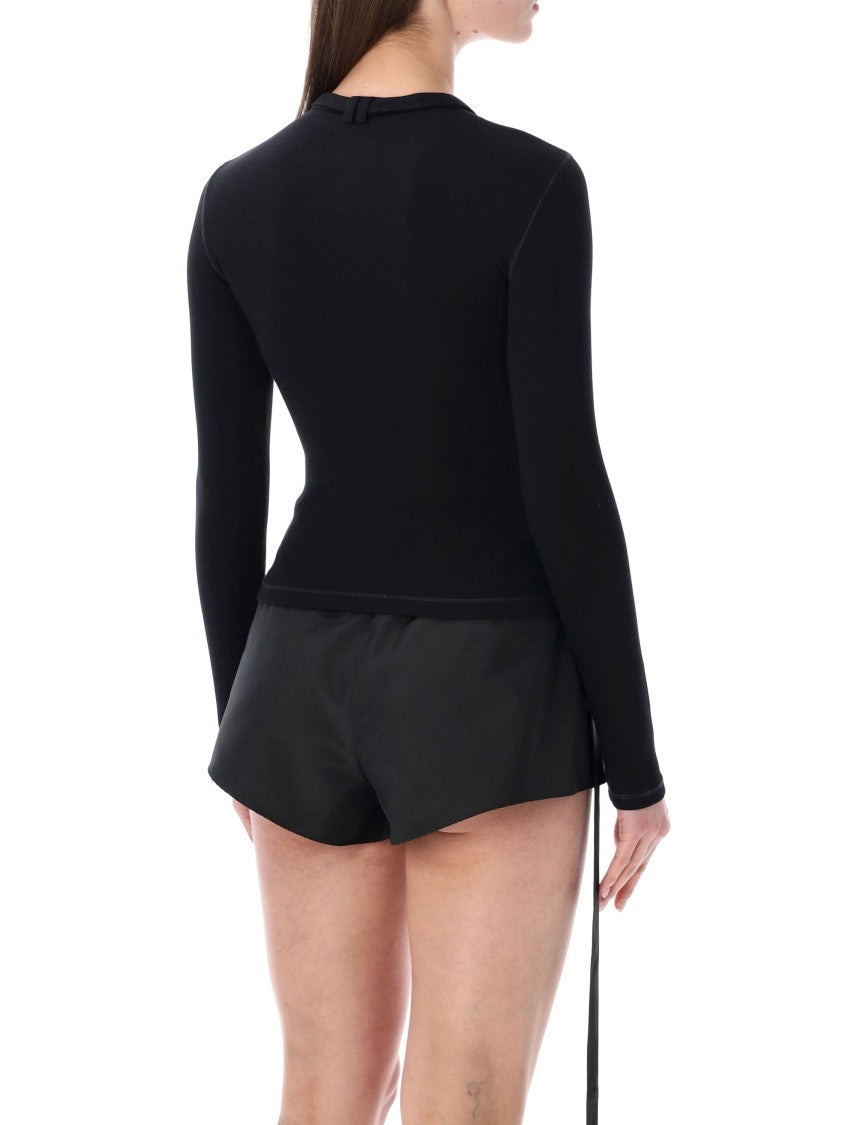 Diesel T-Iara-Ls Long-Sleeve Ribbed Cotton Top