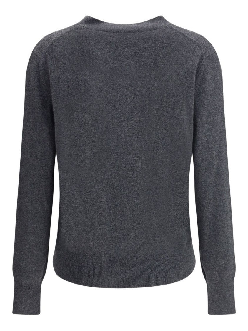 Isabel Marant Étoile Grey Knit Cardigan With Logo Patch