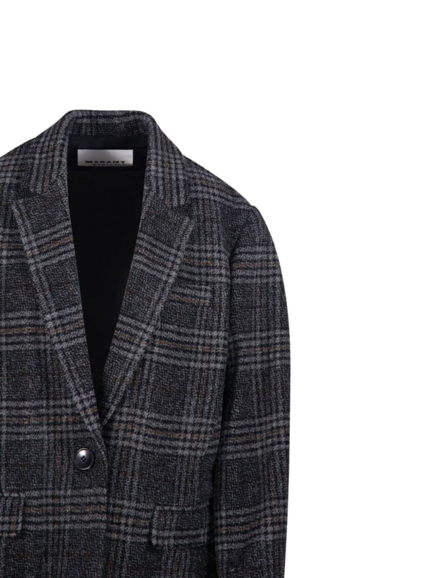 Isabel Marant Étoile Tailored Plaid Blazer With Single Button Closure